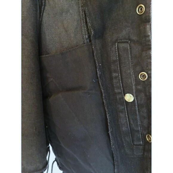 Allstate Vest Men 4X Black Cotton Denim Side Lace Pockets Snaps Motorcycle Biker - Picture 8 of 8